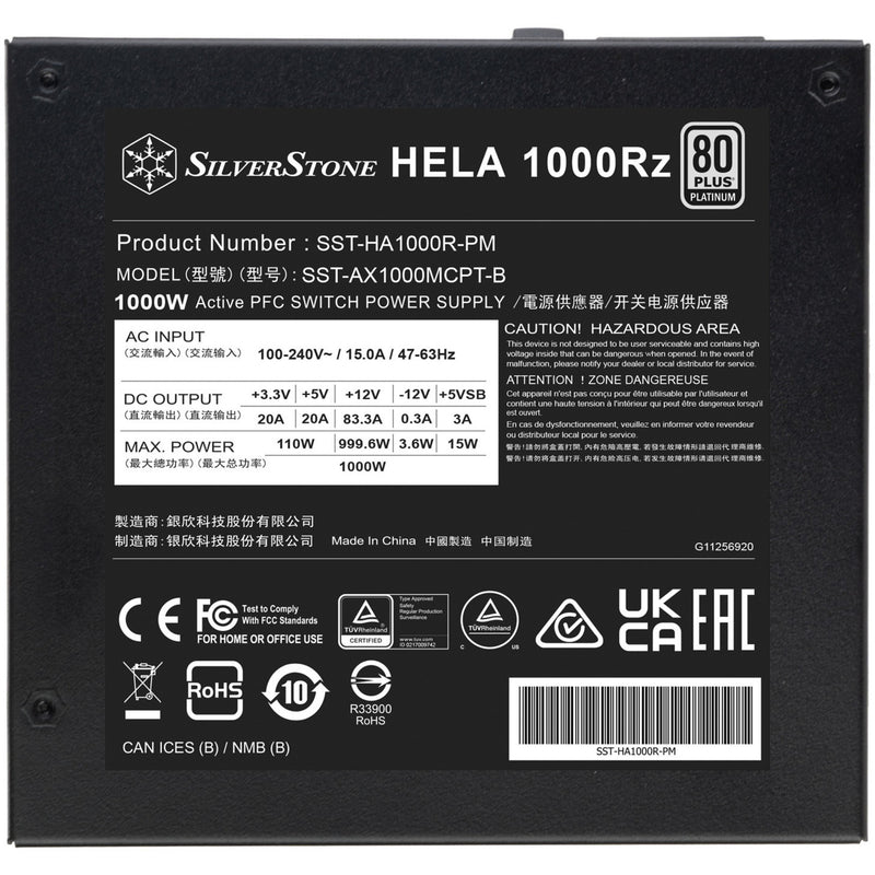 Afbeelding laden in galerijviewer, Silverstone hela 1000rz modulaire 1000 watt voeding (zwart, 1x 12v-2x6, 5x pcie)
