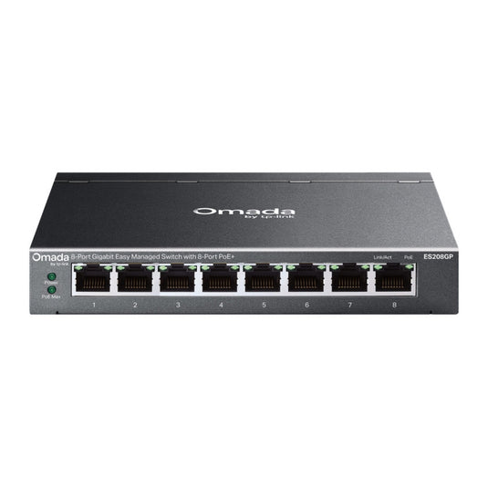 Tp-link omada es208gp switch (zwart, 8x poe+)