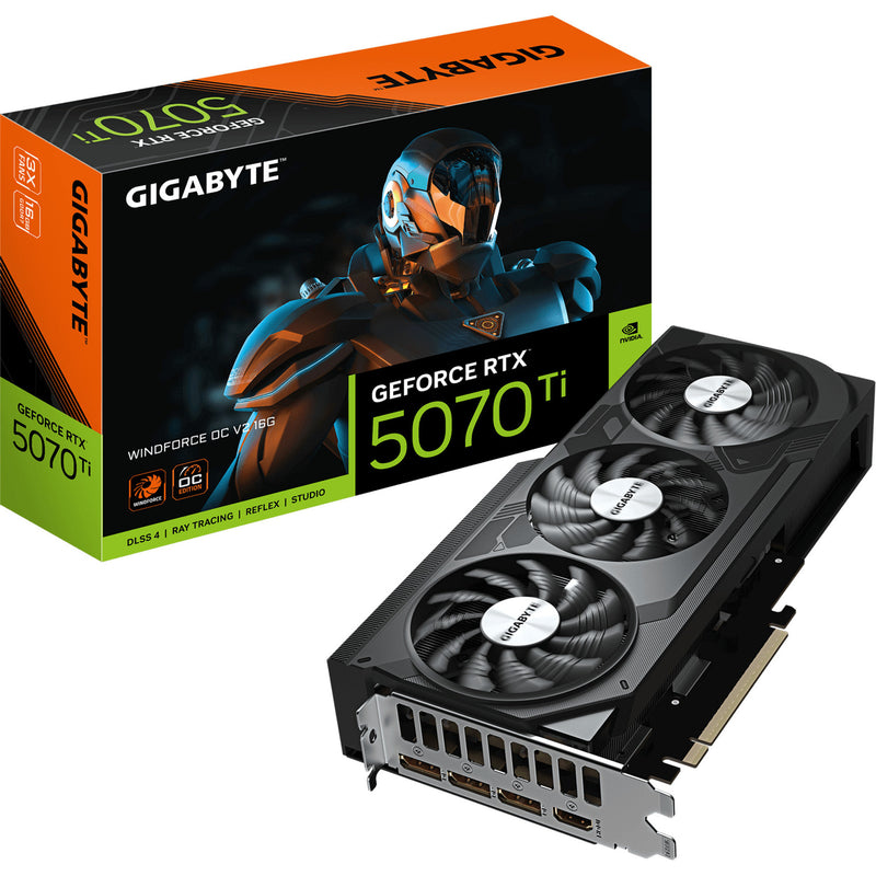 Afbeelding laden in galerijviewer, Gigabyte geforce rtx 5070 ti windforce oc v2 16g grafische kaart (dlss 4, 3x displayport, 1x hdmi 2.1)
