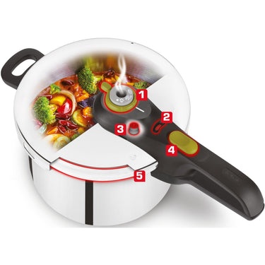 Tefal snelkookpan secure 5 neo p2530738 (roestvrij staal zwart, 6 liter)