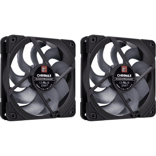 Noctua nf-a12x25 g2 pwm sx2-pp chromax.black case fans (zwart, 2 stuks, 120 x 120 x 25 mm)