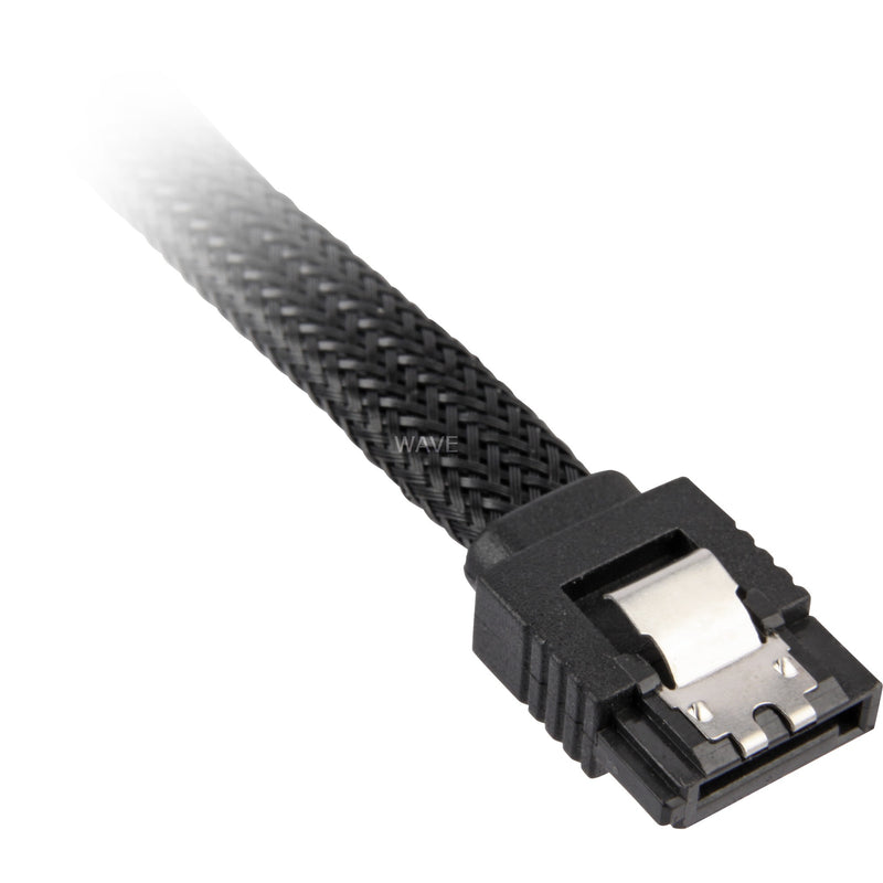 Load image into Gallery viewer, Sharkoon sata iii 90° sleeve kabel (zwart, 0,75 meter)
