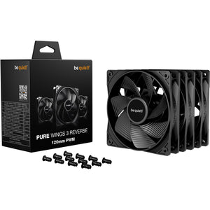 Be quiet! pure wings 3 reverse case fans (zwart, 3 stuks, 120 x 120 x 25 mm, pwm)