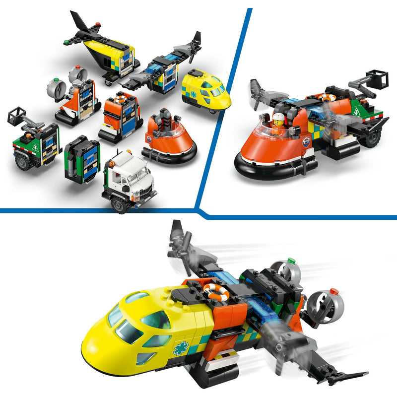 Load image into Gallery viewer, Lego city 60505 vliegtuig, servicewagen en hovercraft remix
