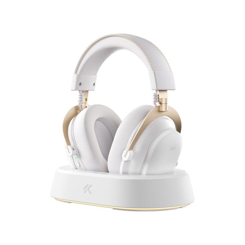 Afbeelding laden in galerijviewer, Mchose v9 turbo+ magnetic wireless over-ear gaming headset (hoogglans wit goud, nintendo switch, playstation 4, playstation 5, mobiel, pc, 2.4g bluetooth usb)
