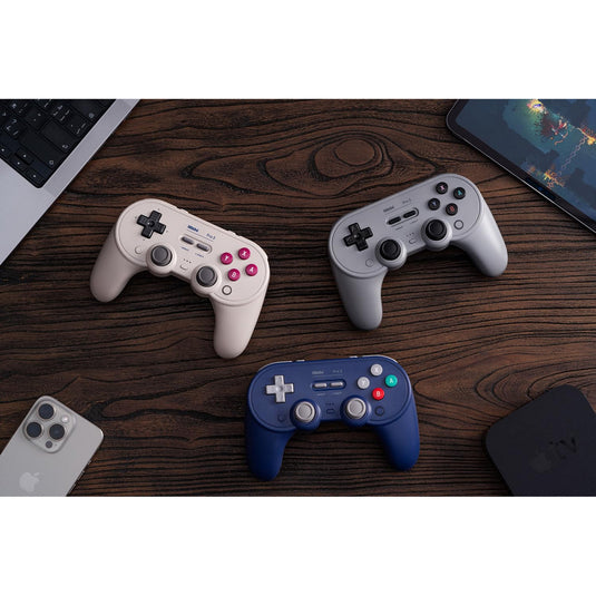 8bitdo pro 3 bluetooth gamepad (paars wit, switch 1 2, pc, android, 2.4 ghz bluetooth usb)