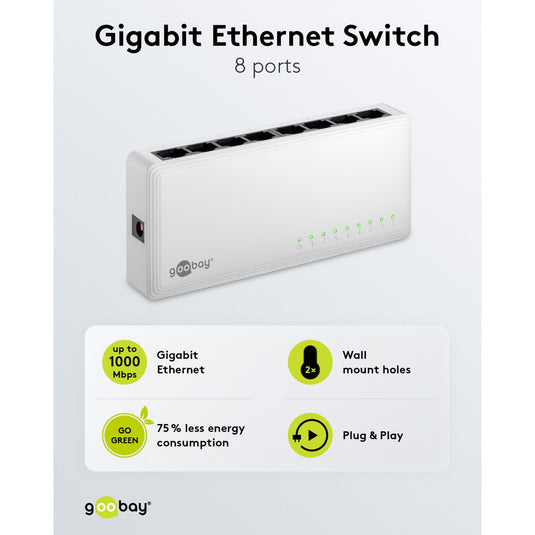 Goobay 8-poort gigabit ethernet switch (wit)