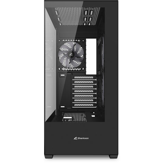Sharkoon sk6 argb midi tower behuizing (zwart | 2x usb-a | rgb | tempered glass)