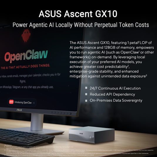Asus ascent gx10 arm v9.2-a 128 1 mini-pc (donkergrijs | nvidia gb10 grace blackwell | dgx spark | nvlink-c2c | 128 gb | 1 tb ssd)