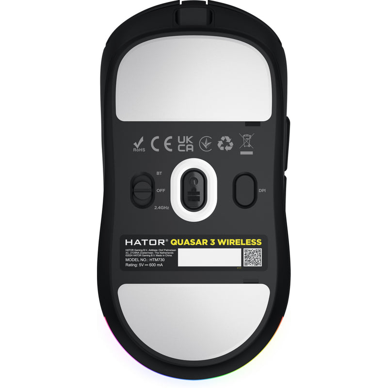 Chargez l'image dans la visionneuse de la galerie, Hator quasar 3 wireless gaming muis (zwart, 400 - 12.000 dpi, rgb, 2.4ghz bluetooth 5.1 usb)
