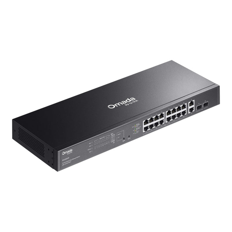 Afbeelding laden in galerijviewer, Tp-link omada es220gmp 20-poort gigabit easy managed switch (zwart, 16x poe+, 2x gigabit sfp)
