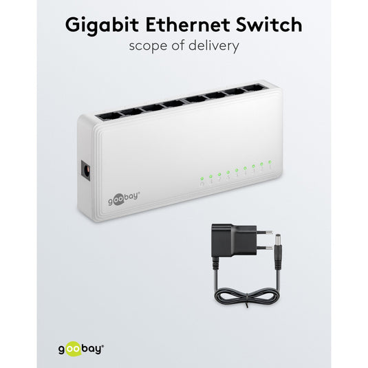 Goobay 8-poort gigabit ethernet switch (wit)