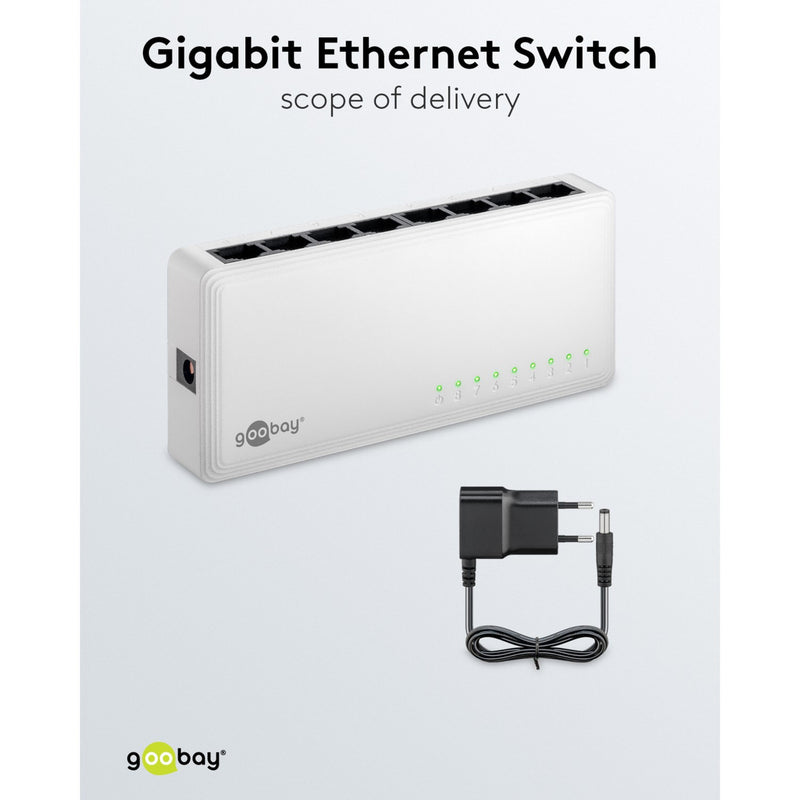 ギャラリービューアに画像をロードする, Goobay 8-poort gigabit ethernet switch (wit)
