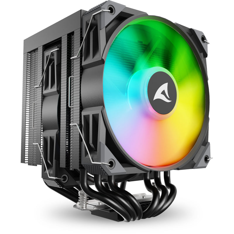 Load image into Gallery viewer, Sharkoon a60 rgb cpu-koeler (zwart, 4-pins pwm fan-connector)
