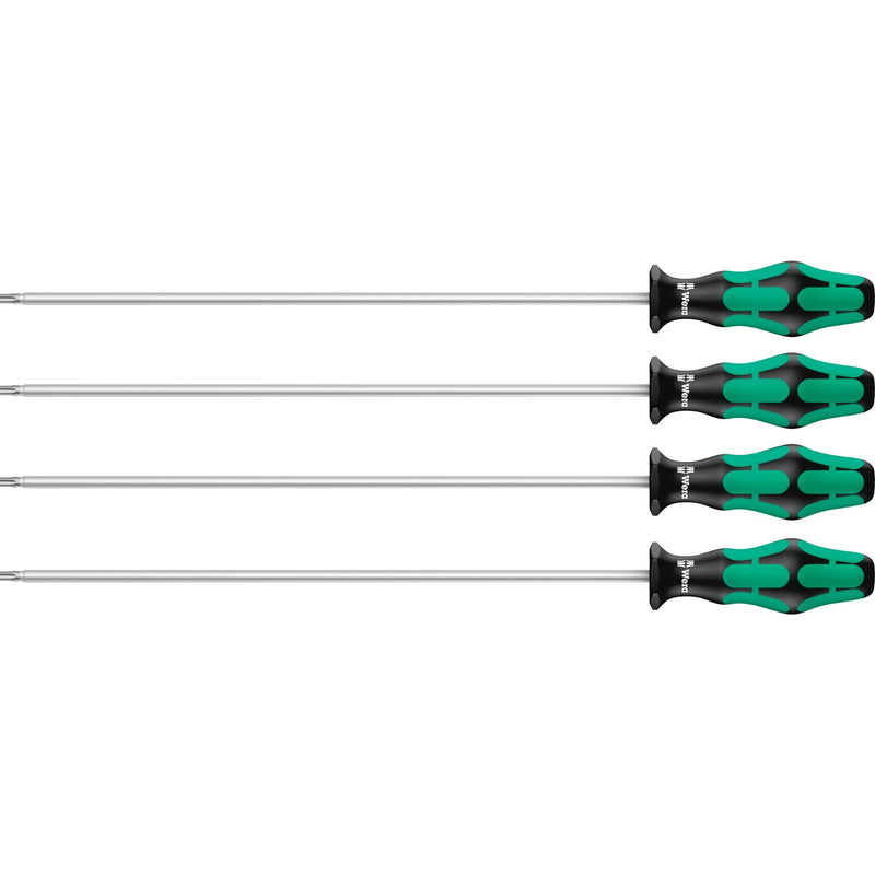 Load image into Gallery viewer, Wera 367 4 torx® hf kraftform plus schroevendraaierset met vasthoudfunctie met 300 mm lange klingen (zwart groen, 4‑delig)
