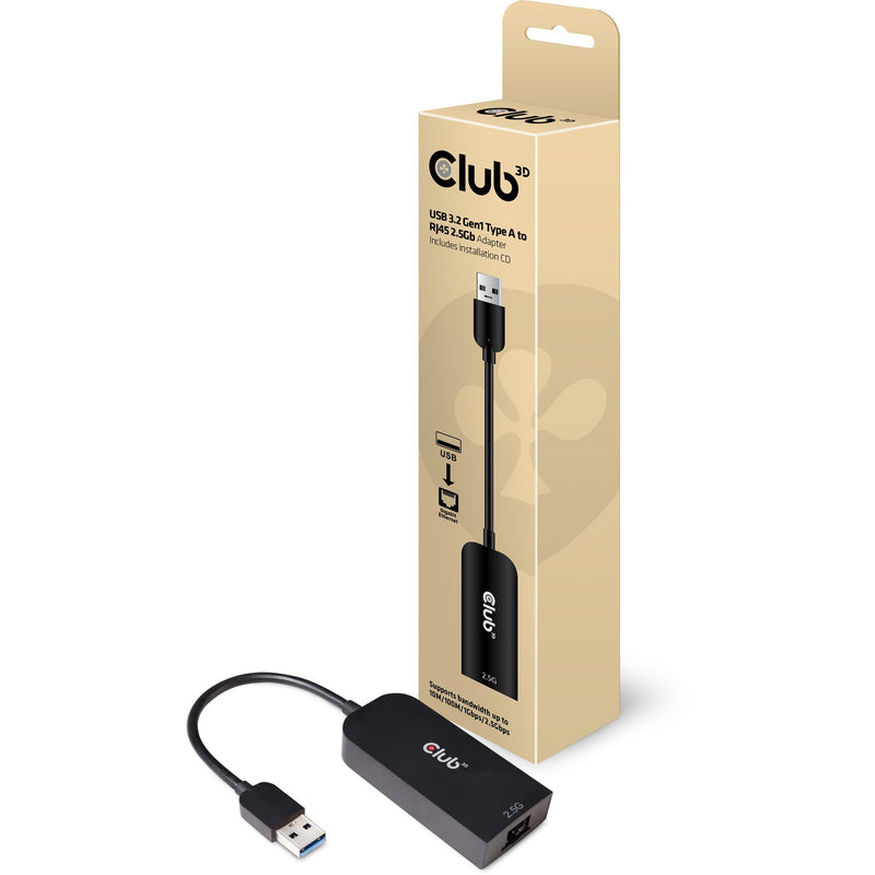 Load image into Gallery viewer, Club 3d usb-a 3.2 gen1 > rj-45 2.5gbps adapter (zwart, 0,16 meter)

