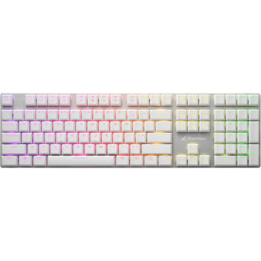 Sharkoon purewriter rgb mechanisch gaming toetsenbord (wit, us lay-out (qwerty), kailh choc low profile blue, 100%, rgb leds)