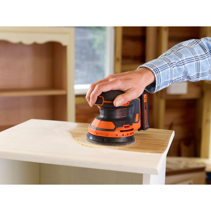Load image into Gallery viewer, Black+decker bdcros18 18v accu excentrische schuurmachine (zwart oranje, opbergtas, oplader en accu inbegrepen)
