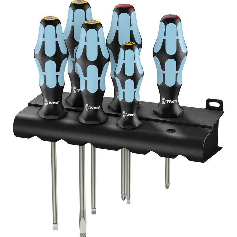 Load image into Gallery viewer, Wera 3334 6 schroevendraaier-set, rvs + houder, 6‑delig (zwart blauw)
