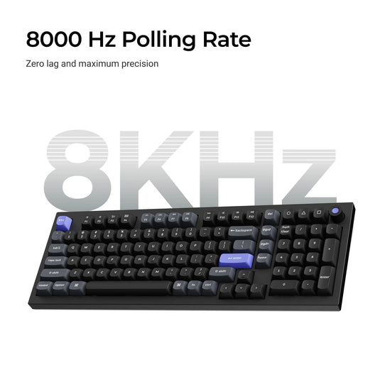 Keychron q5 he 8k magnetic switch keyboard (wit, us lay-out (qwerty), ultra-fast lime, 96%, rgb leds, osa double-shot pbt, hot swap, knob)