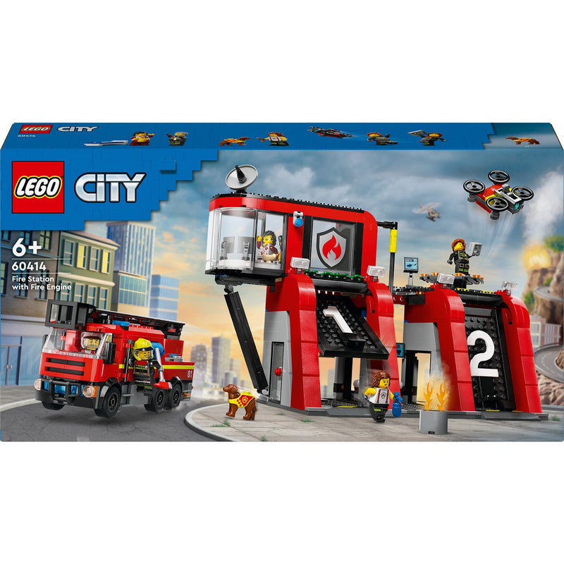 Afbeelding laden in galerijviewer, Lego city - brandweerkazerne en brandweerauto constructiespeelgoed (60414)
