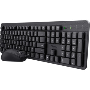 Trust ody ii stille draadloze toetsenbord- en muisset desktopset (zwart, us lay-out (qwerty), membraan, 100%, 800 dpi - 1.600 dpi)