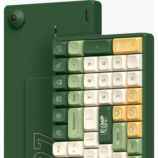 Iqunix f97 camping wireless mechanical keyboard, gaming toetsenbord (groen oranje, us lay-out, cherry mx brown, rgb leds, 96%, hot-swappable, pbt, 2.4ghz | bluetooth 5.1 | usb-c)