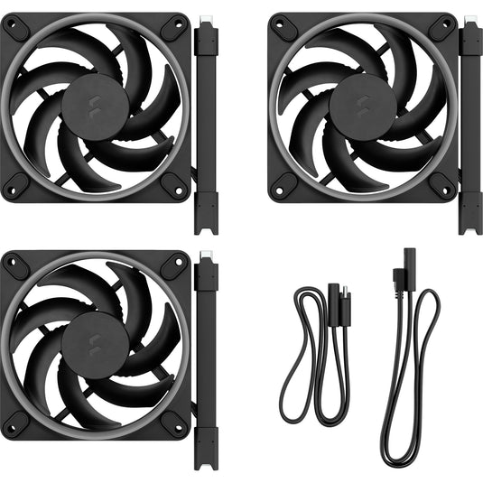 Fractal design momentum 12 rgb case fans (zwart, 3 stuks, 120 x 120 x 25 mm, pwm)
