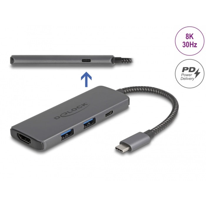 Load image into Gallery viewer, Delock usb type-c docking station 8k (donkergrijs, hdmi, usb, pd 3.0 100 w)
