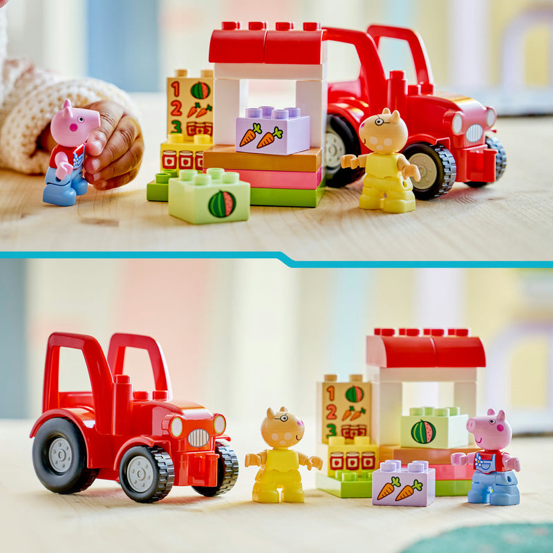 Cargue la imagen en el visor de la galería, Lego duplo peppa big tractor en marktkraam dieren speelgoed voor peuters - 10468
