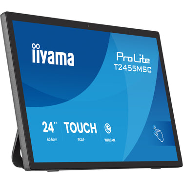 Iiyama prolite t2455msc-b2 23.8 touchscreen monitor (zwart, 120 hz, hdmi, displayport, audio, usb, webcam, touch)