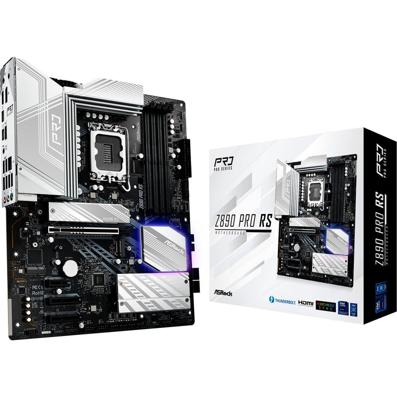 Load image into Gallery viewer, Asrock z890 pro rs socket 1851 moederbord (zwart wit, raid, 2.5 gb-lan, sound, atx)
