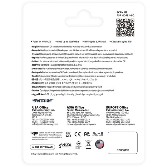 Patriot p400 v4 1 tb ssd (p400vp1tbm28h, pcie 4.0 x4, nvme 2.0, m.2 2280)