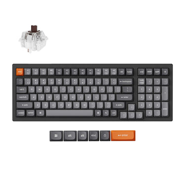 Keychron k4 max-h3 rgb mechanisch toetsenbord (zwart, us lay-out (qwerty), super brown, 96%, rgb, double-shot pbt keycaps, hot swap, bluetooth | usb-c | 2.4 ghz)