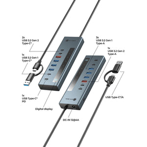Icy box ib-hub1743-cpd 9-in-1 hub dockingstation (blauw)