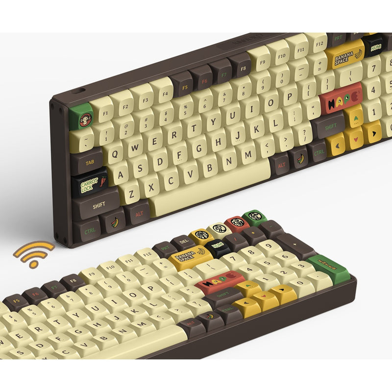 Load image into Gallery viewer, Iqunix f97 happy ape wireless mechanical keyboard (bruin, us lay-out (qwerty), gateron brown, 96%, rgb leds, hot-swappable, pbt, 2.4ghz | bluetooth 5.1 | usb-c)
