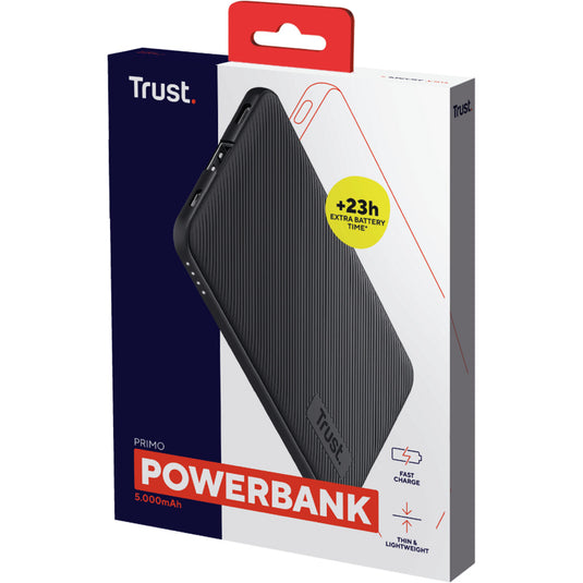 Trust primo 5.000 mah eco powerbank (zwart)