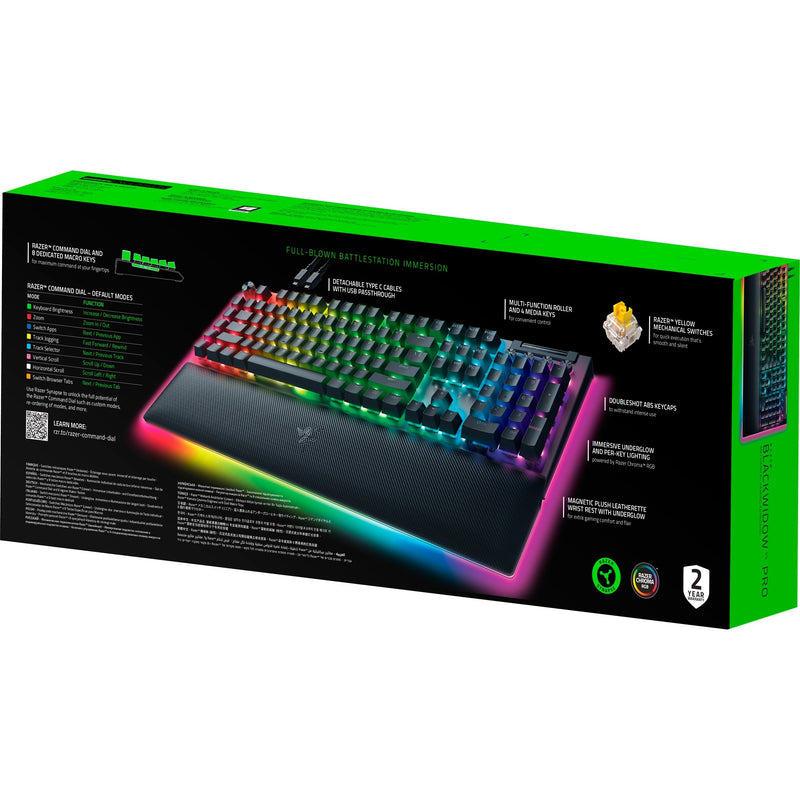 Load image into Gallery viewer, Razer blackwidow v4 pro rgb mechanisch gaming toetsenbord (zwart, us lay-out (qwerty), yellow, 100%)
