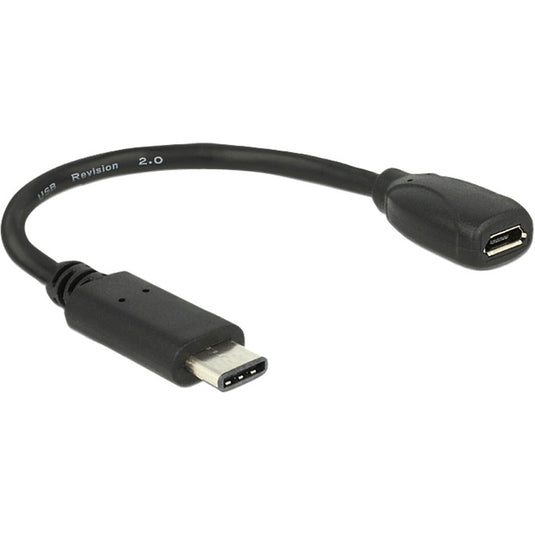 Delock usb-c 2.0 > usb micro-b adapter (zwart, 0,15 meter)
