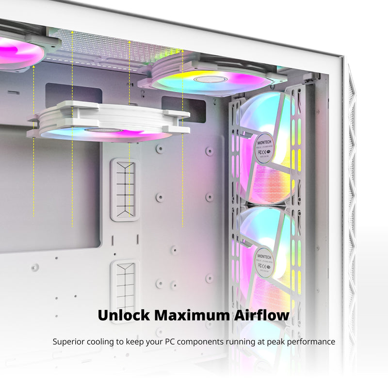 Load image into Gallery viewer, Montech hp140 argb pwm 3 in 1 pack case fans (wit, 3 stuks, 140 x 140 x 25 mm)

