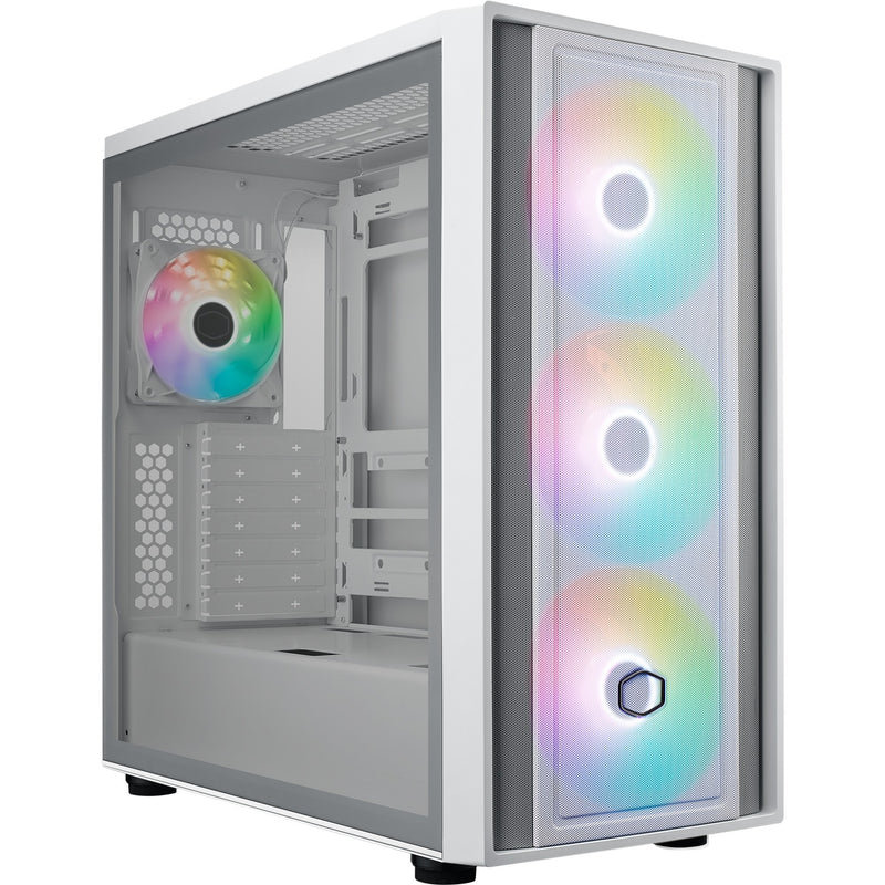 Load image into Gallery viewer, Cooler master masterbox 600 midi tower behuizing (wit | 2x usb-a | 1x usb-c | rgb | tempered glass)
