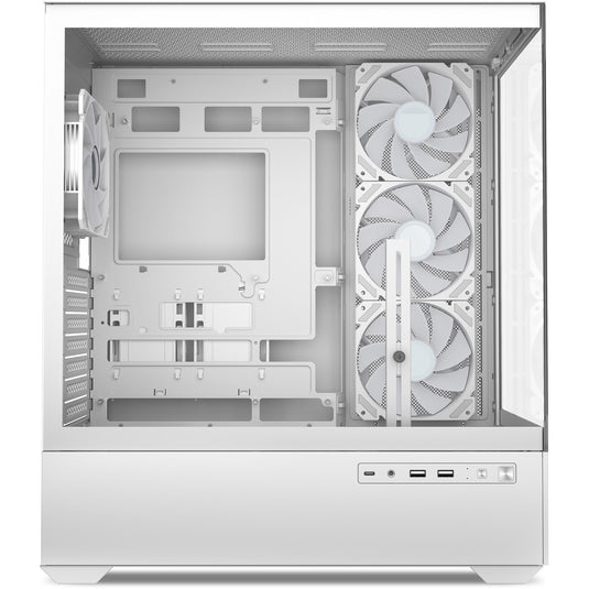 Sharkoon ak6 rgb midi tower behuizing (wit | 2x usb-a | 1x usb-c | rgb | tempered glass)