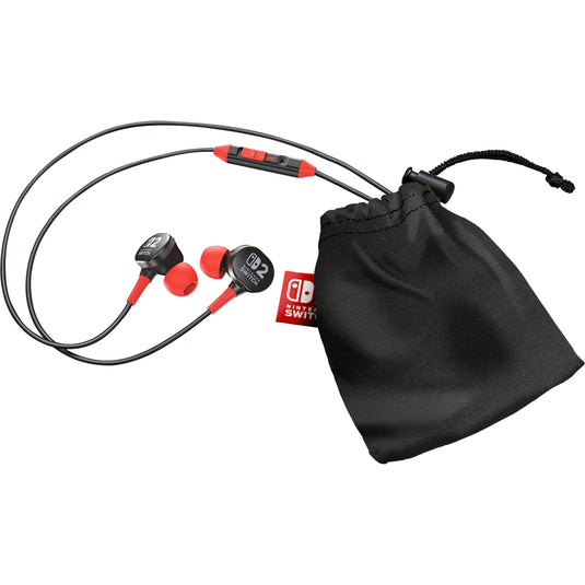 Powera bedrade oordopjes voor nintendo switch 2 in-ear (zwart rood, nintendo switch 2, nintendo switch, nintendo switch - oled model, nintendo switch lite)