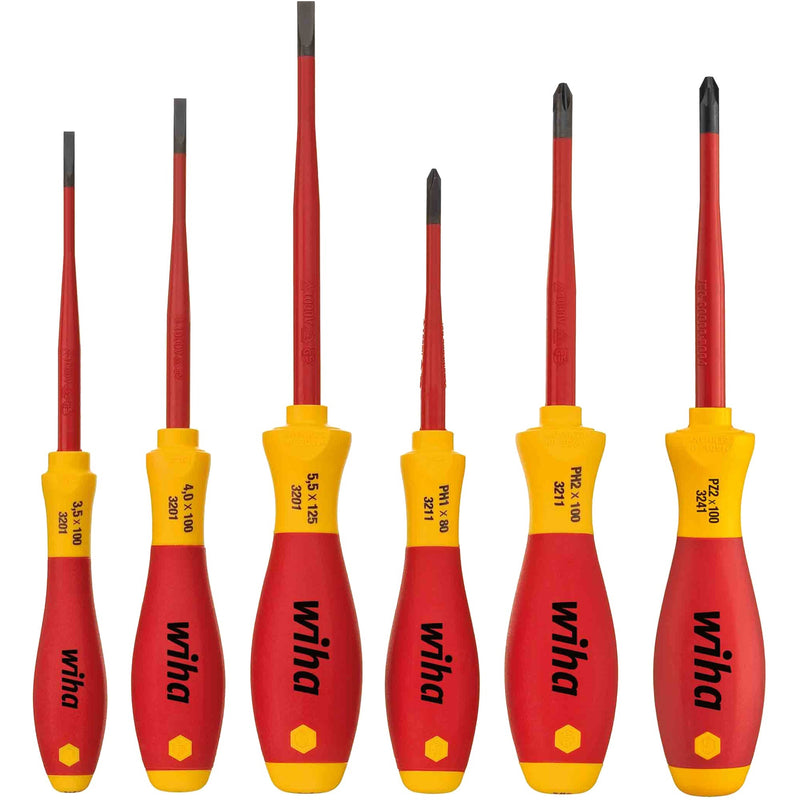 Load image into Gallery viewer, Wiha schroevendraaierset softfinish electric slimfix (rood geel, 6-delig)
