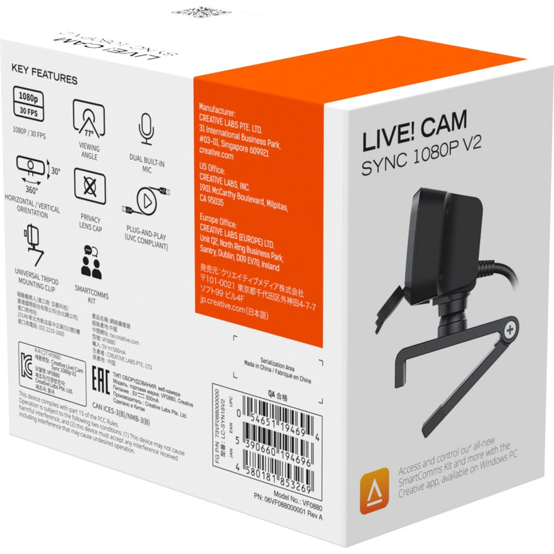 Load image into Gallery viewer, Creative live! cam sync 1080p v2 webcam (zwart)
