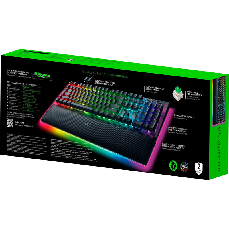 Load image into Gallery viewer, Razer blackwidow v4 pro, gaming toetsenbord (zwart, us lay-out, green, rgb leds, doubleshot abs)

