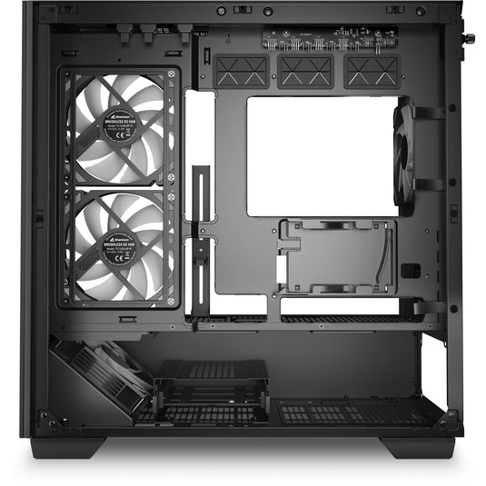 Sharkoon elite shark cm100 midi tower behuizing (zwart | 2x usb-a | 1x usb-c | rgb | tempered glass)
