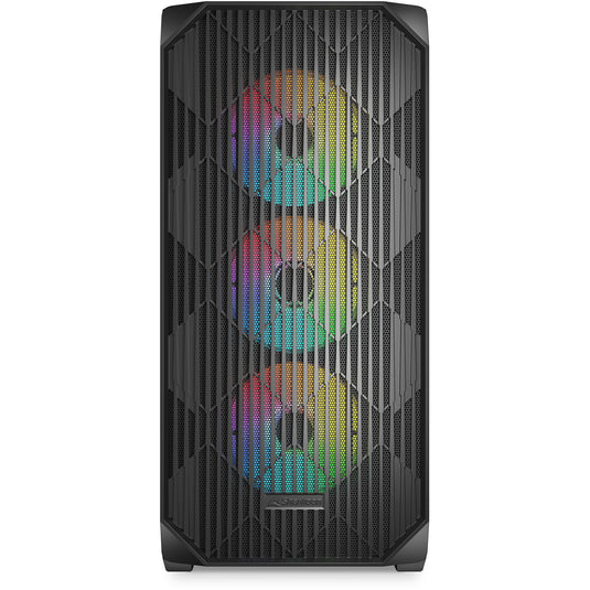 Sharkoon ak3 rgb midi tower behuizing (zwart | 2x usb-a | 1x usb-c | rgb | tempered glass)