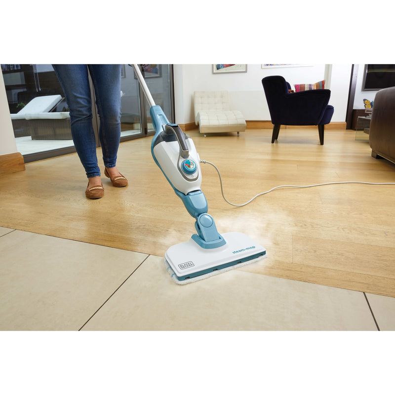 Load image into Gallery viewer, Black+decker fsmh1321 1600w steam-mop met 6 accessoires stoomreiniger (wit blauwgrijs)
