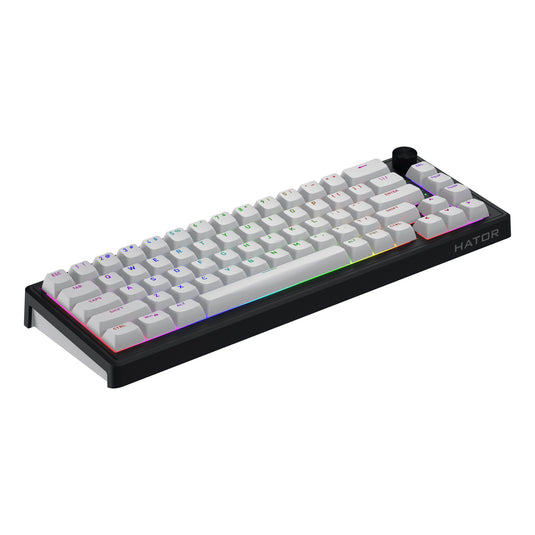 Hator skyfall wireless rgb mechanisch gaming toetsenbord (zwart, us lay-out (qwerty), hator aurum sterling, 65%, rgb, double shot abs, hot-swap, 2.4ghz | bluetooth | usb-c)